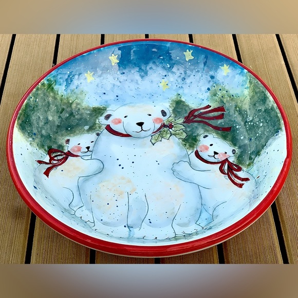 Vtg Retired Certified International Enchanted Santa Individual Pasta Bowl Plate - Picture 3 of 14